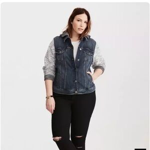 Torrid Denim Jacket with Heather Gray Sleeves